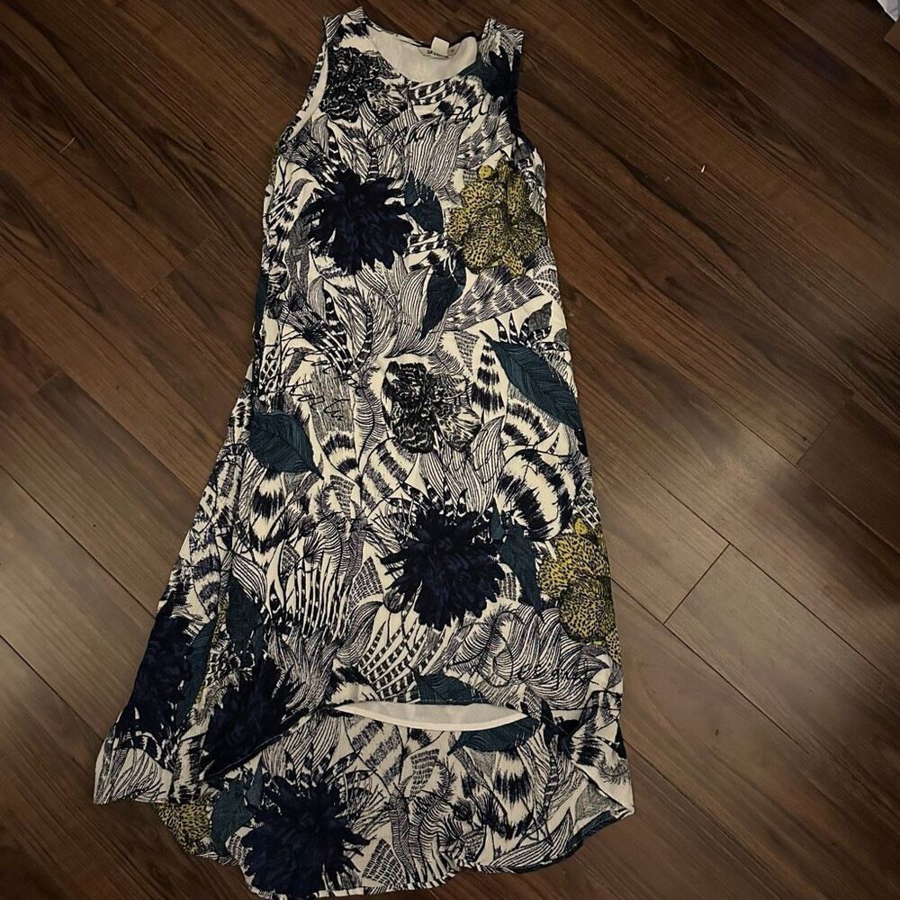 Desigual gauze blue patterned tank dress medium shimmer